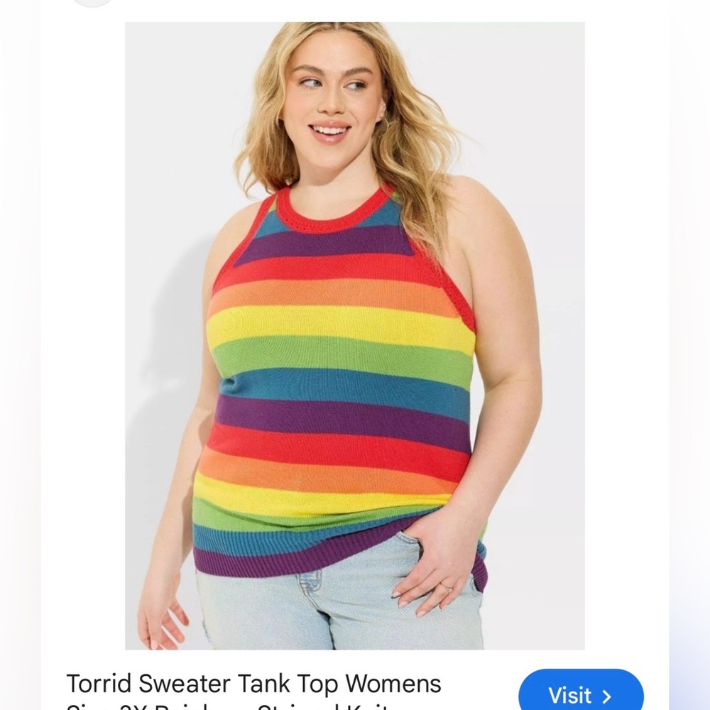 torrid Multicolor Rainbow Stripe Knit Tank